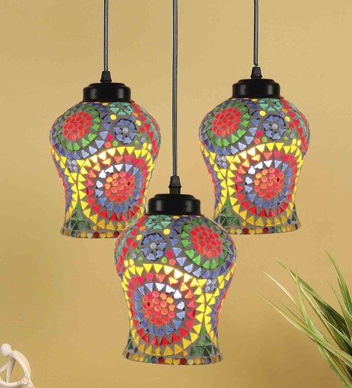 Noir Multicolour Glass Cluster Hanging Light