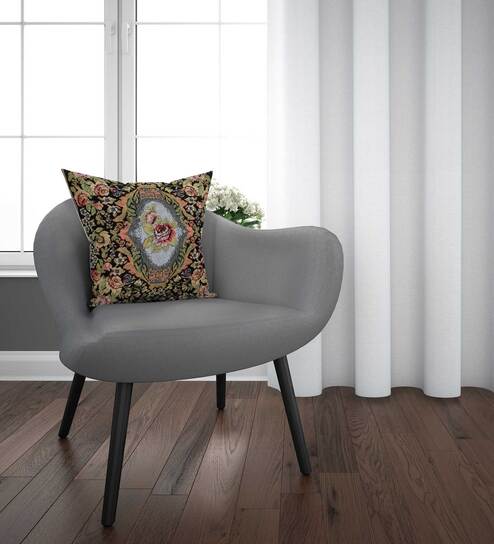 Multicolour Jacquard Nature 12 X 12 Inches 2 Cushion Cover By Bosk N Hosk