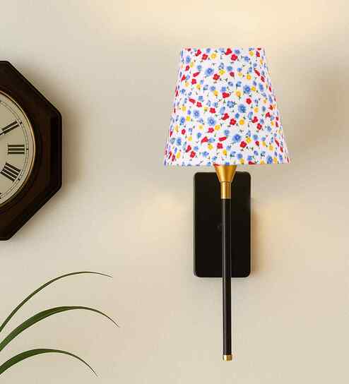 Multicolor Lamp Shade with Metal Wall Mount   Decorative Wall Light for Home