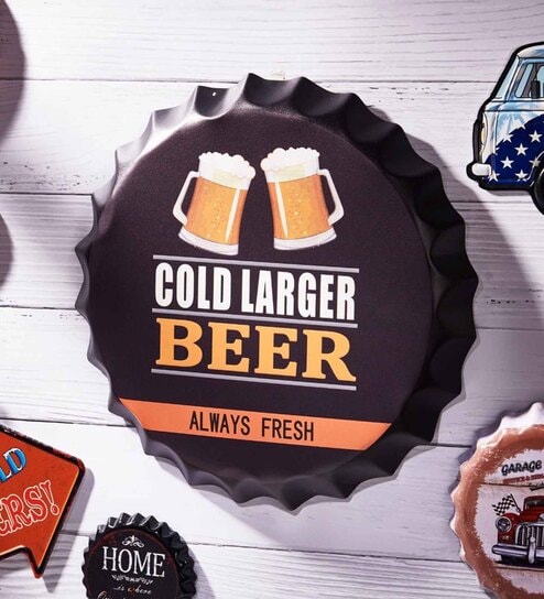 Black Metal Cold Large Beer Wall Decor