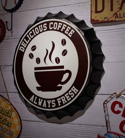 eazywagon Black & White Metal Delicious Coffee Wall Decor-picture-13