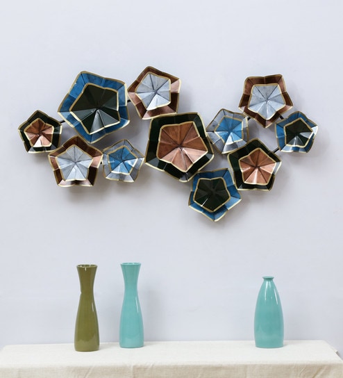 Buy Multicolour Metal Decorative Wall Art By Malik Design Online