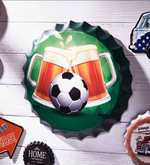 Green Metal Football Beer Wall Decor