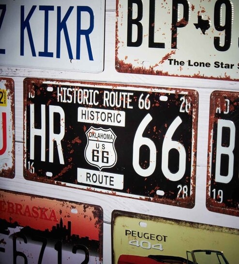 Multicolor Metal Historic Route 66 Wall sticker