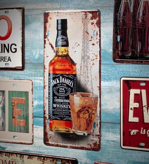 Brown Metal Jack Daniels Bottle Wall Sign