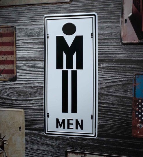 Black and white Metal Men Signage Wall Sign