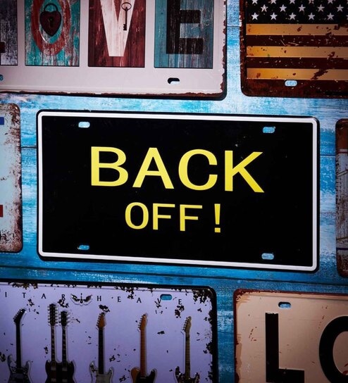 Multicolor Metal Number Tin Plates Wall Sign - Back Off! Wall sticker