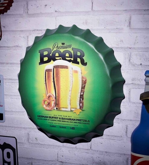 Green Metal Premium Beer Wall Decor