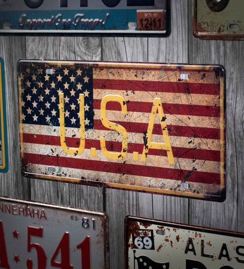 Multicolor Metal Usa Retro Flag