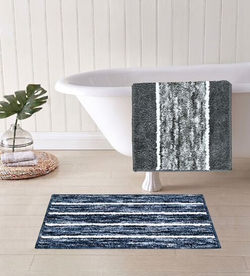 Multicolor Microfiber 15X23 Inches Anti-Skid Bath Mat Set Of 2