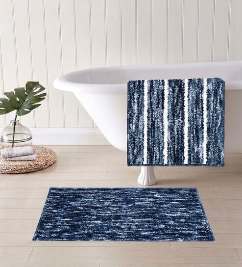 Multicolor Microfiber 15X23 Inches Anti-Skid Bath Mat Set Of 2