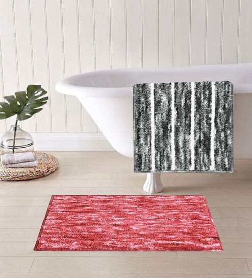 Multicolor Microfiber 15X23 Inches Anti-Skid Bath Mat Set Of 2