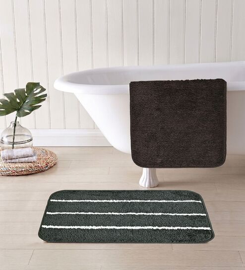 Multicolor Microfiber 15X23 Inches Anti-Skid Bath Mat Set Of 2