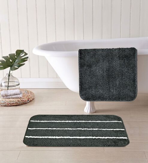 Multicolor Microfiber 15X23 Inches Anti-Skid Bath Mat Set Of 2