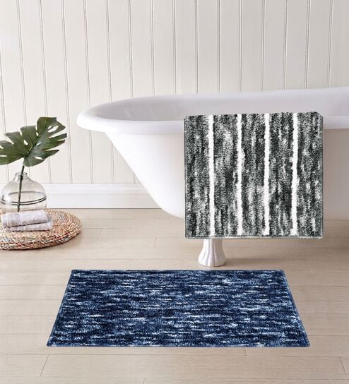 Multicolor Microfiber 15X23 Inches Anti-Skid Bath Mat Set Of 2