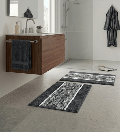 Multicolor Microfiber 15X23 Inches Anti-Skid Bath Mat Set Of 2