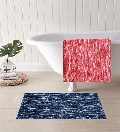 Multicolor Microfiber 15X23 Inches Anti-Skid Bath Mat Set Of 2