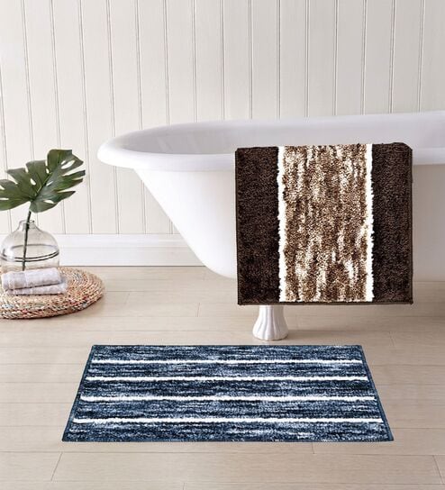 Multicolor Microfiber 15X23 Inches Anti-Skid Bath Mat Set Of 2