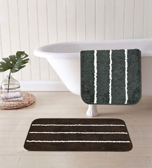 Multicolor Microfiber 15X23 Inches Anti-Skid Bath Mat Set Of 2