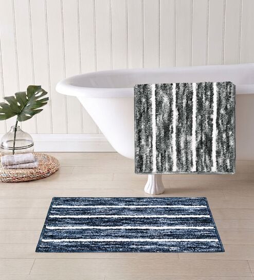 Multicolor Microfiber 15X23 Inches Anti-Skid Bath Mat Set Of 2