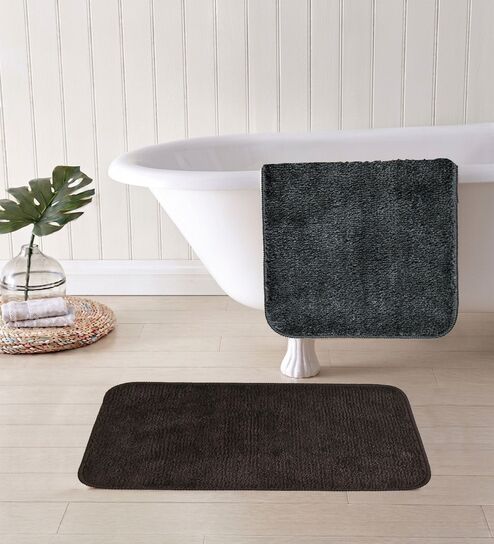 Multicolor Microfiber 15X23 Inches Anti-Skid Bath Mat Set Of 2