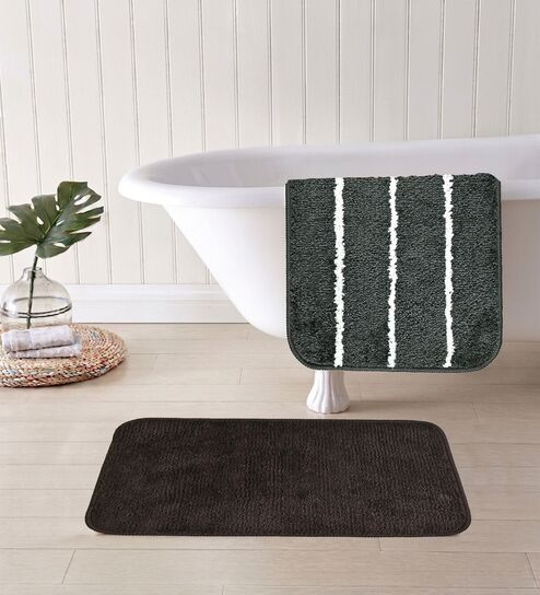 Multicolor Microfiber 15X23 Inches Anti-Skid Bath Mat Set Of 2