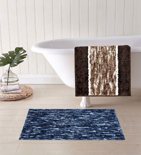Multicolor Microfiber 15X23 Inches Anti-Skid Bath Mat Set Of 2