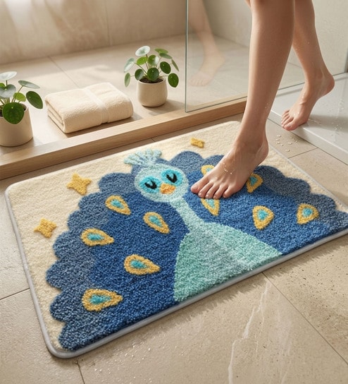 Multicolor Microfiber 23X15 Inches Anti-Skid Bath Mat