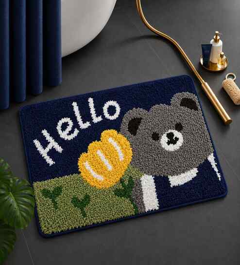 decovia Multicolor Hello Microfibre 24X16 Inches Anti-Skid Bath Mat-picture-36