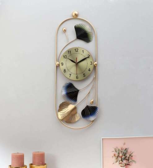 Multicolor Oval Iron Etching Clock