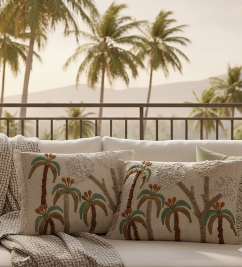 Multicolor Palms Cotton Hand Crafted Cushion Covers