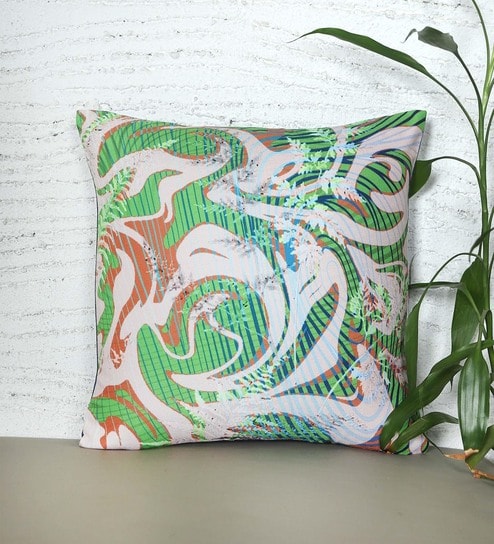 Multicolor Poly Cotton Floral 16x16 inches Cushion Covers (1pc) by Zeba