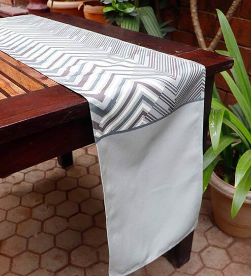 Hallelujah  (12x84) White & Grey Polycanvas Table Runner
