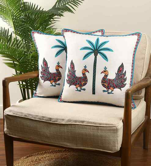 Multicolor Polyester  Printed 16x16 inches  Cushion Covers   Set of 2