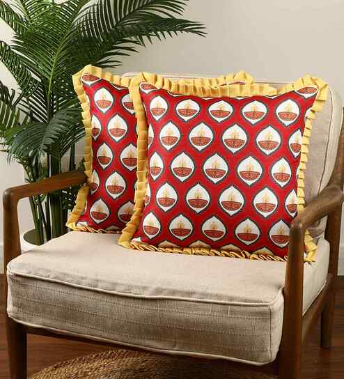 Multicolor Polyester  Printed 16x16 inches  Cushion Covers   Set of 2