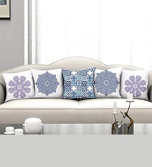 Multicolor Polyester Abstract 16x16 inches Cushion Covers (Pack of 5)