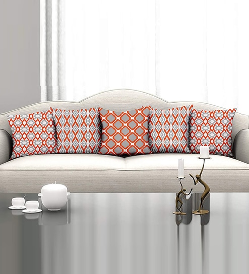 Multicolor Polyester Geometric 16x16 inches Cushion Covers (Pack of 5)