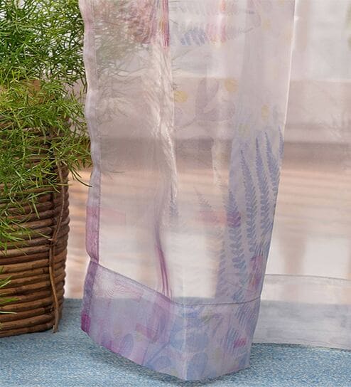 Multicolor Floral Polyester 8 Ft Sheer Rod Pocket Door Curtain