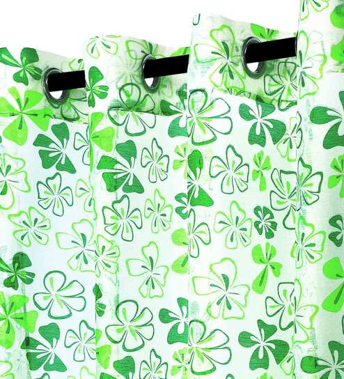 Multicolor Floral Polyester 7 Ft Sheer Eyelet Door Curtains (Set of 2) by Cortina