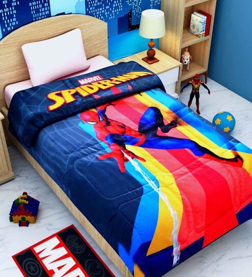 Blue Polyester Kids Printed Single Bed Comforter