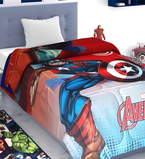 Red Polyester Kids Printed Single Bed Comforter