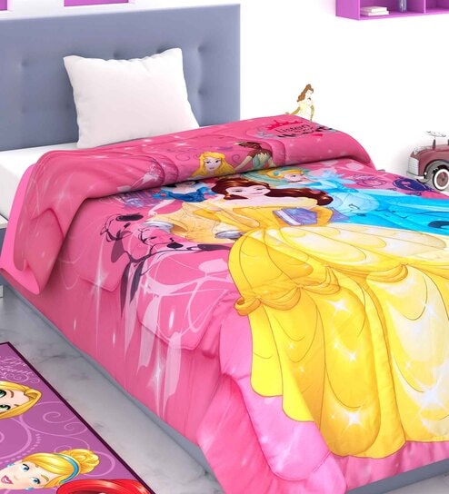 Pink Polyester Kids Printed Single Bed Comforter