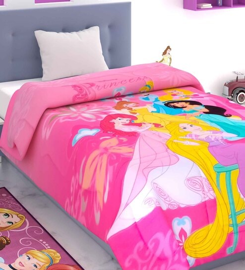 Pink Polyester Kids Printed Single Bed Comforter