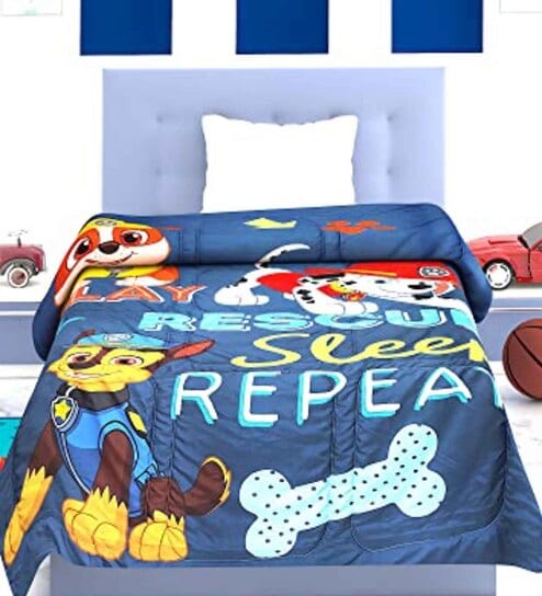 Blue Polyester Kids Printed Single Bed Comforter
