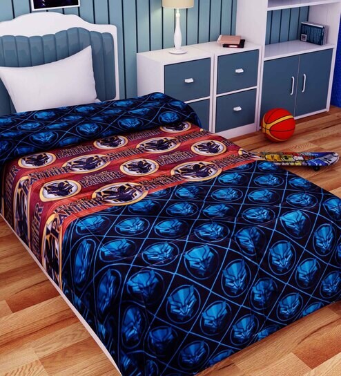 Blue Polyester Kids Printed Single Bed Comforter