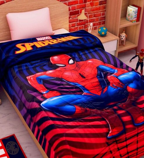 Blue Polyester Kids Printed Single Bed Comforter