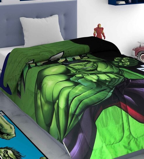 Green Polyester Kids Printed Single Bed Comforter