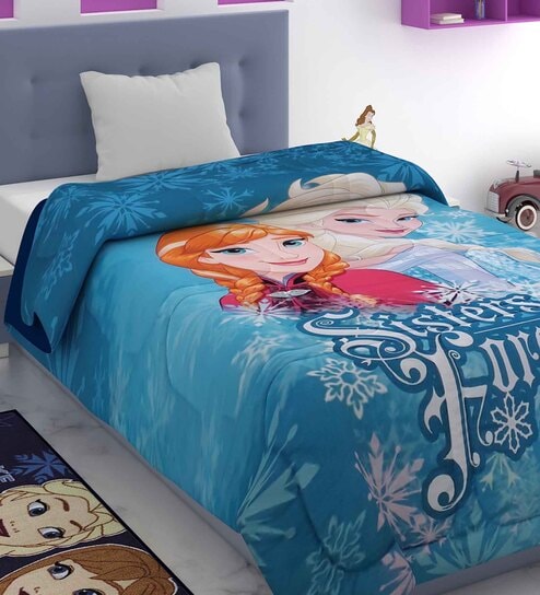 Blue Polyester Kids Printed Single Bed Comforter