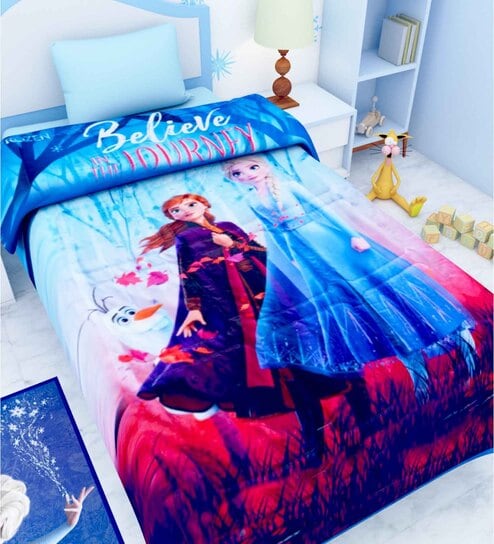 Blue Polyester Kids Printed Single Bed Comforter