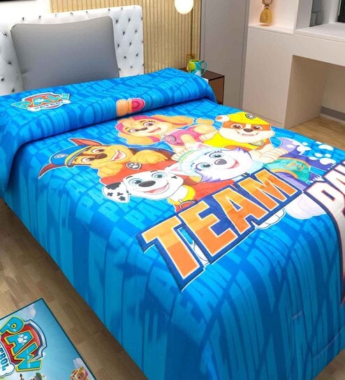 Blue Polyester Kids Printed Single Bed Comforter